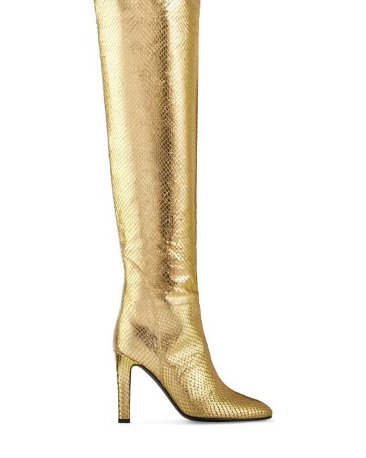 gold boots knee high