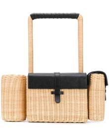 Natasha Zinko - picnic straw tote bag - women - Leather/Straw - One Size - Neutrals