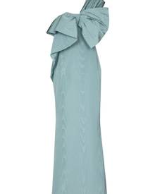 OSCAR DE LA RENTA One-shoulder gathered silk-blend lamé gown