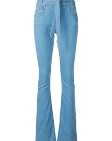 Victoria Victoria Beckham - tie waist flared jeans - women - Cotton/Spandex/Elastane - 30, 26, 25, 31 - Blue