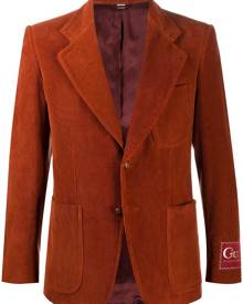 Gucci - corduroy label cuff blazer - men - Cotton/Calf Leather/Polyester/Metallic Fibre - 46, 48, 50 - ORANGE