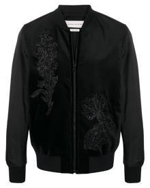 Alexander McQueen - sequin-embellished floral bomber - men - Silk/Cotton/glassElastane - 50 - Black