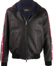 Dsquared2 - hooded layered zipped jacket - men - Cotton/Polyester/Sheepskin - 48, 50, 52, 54 - Black