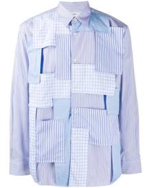 Comme Des Garçons Shirt - striped patchwork print shirt - men - Cotton - M, L, S - Blue