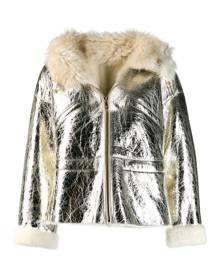 Yves Salomon - metallic leather jacket - women - Lamb Fur/Leather - 38, 34, 40, 36 - SILVER