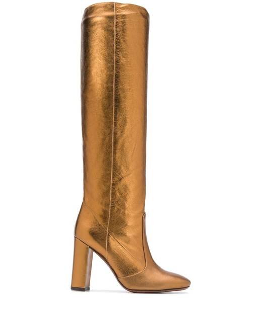 gold boots knee high