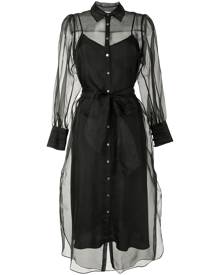 Cinq A Sept - sheer shirt dress - women - Cotton - XS - Black