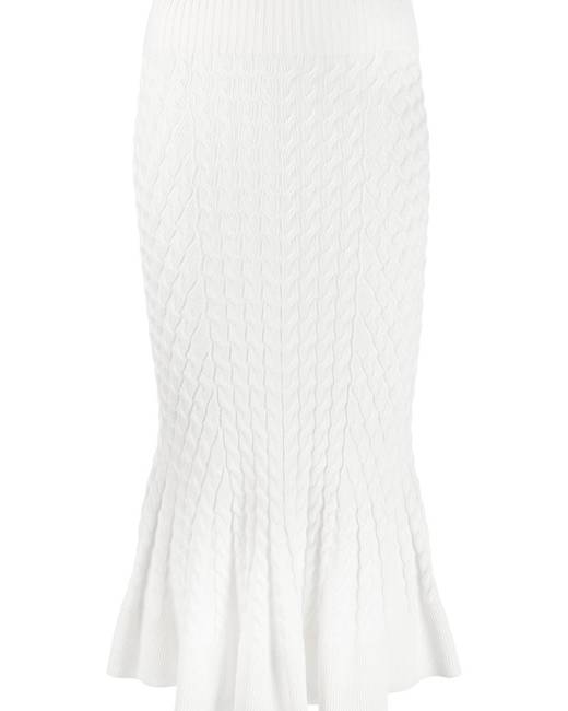 white peplum hem midi skirt