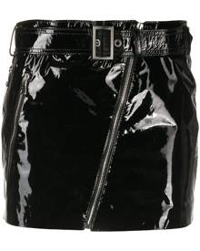 Manokhi - Biker patent leather mini skirt - women - Leather/Polyester/Viscose - XS, S, M - Black