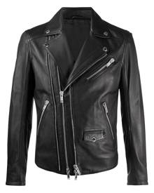 Les Hommes - double-zip biker jacket - men - Leather/Viscose - 48, 50, 52, 54 - Black