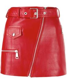 Manokhi - Biker mini skirt - women - Leather/Polyester/Viscose - XS, M, L - Red