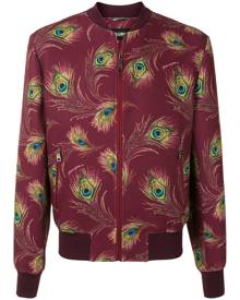 Dolce & Gabbana - peacock feather print bomber jacket - men - Polyester/Elastane - 48, 50, 54, 52, 46 - Red