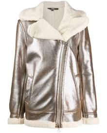 Gianfranco Ferré Pre-Owned - 1990s metallic sheen shearling-lined jacket - women - Leather - 40 - Metallic