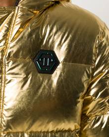 Philipp Plein - metallic padded hooded jacket - men - Polyamide/Polyester/Goose Down - XL, M, S - GOLD