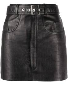 Manokhi - belted biker skirt - women - Leather/Polyester/Viscose - XS - Black