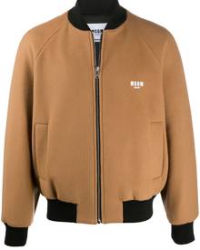 MSGM - graphic print bomber jacket - men - Polyamide/Viscose/Virgin Wool - 48, 52, 50, 46 - Neutrals