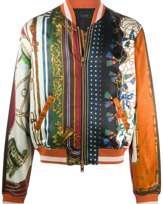 Amiri Multicolor Silk Watercolor Bomber Jacket Amiri