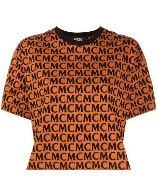 Mcm Women's Cotton Crew-Neck T-Shirt - Brown - T-shirts