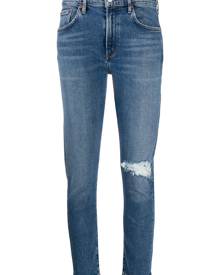 AGOLDE - ripped mid-rise cropped jeans - women - Cotton/Recycled Cotton/Polyester/Spandex/Elastane - 25, 28, 29, 30 - Blue