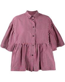 Henrik Vibskov - gingham check peplum shirt - women - Cotton/Polyester - XS, S - PINK Henrik Vibskov - gingham check peplum shirt - women - Cotton/Polyester - XS, S - PINK