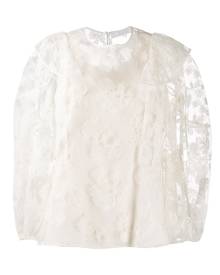 Chloé - floral embroidered tulle blouse - women - Cotton/Polyester/Triacetate - 34, 38 - White