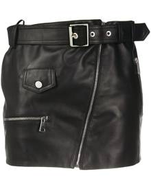 Manokhi - Biker leather mini skirt - women - Leather/Polyester/Viscose - M - Black