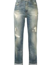 AG Jeans - ripped-detail high-rise jeans - women - Cotton - 23 - Blue