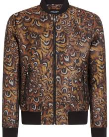 Dolce & Gabbana - feather-print bomber jacket - men - Polyester - 44, 48, 50 - Black