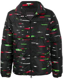 Duvetica - graphic logo print puffer jacket - men - Feather Down/Polyamide - 46 - Black