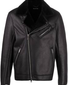 Armani Exchange - zip-up faux-leather jacket - men - Polyester/Polyurethane - S, M, L - Black