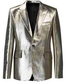 Alexander McQueen - metallic-finish single-breasted blazer - men - Silk/Cotton/Metallic Fibre - 50 - GOLD