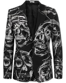 Alexander McQueen - skull-print single-breasted blazer - men - Cotton/Polyester/Metallic Fibre - 48, 46, 50, 54, 56 - Black