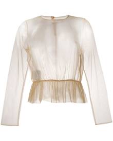 Comme Des Garçons Noir Kei Ninomiya - tulle peplum blouse - women - Nylon - S, M - Neutrals