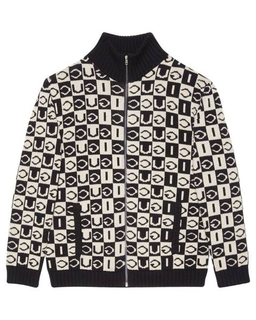 gucci black and white cardigan