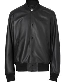 Burberry - embossed logo bomber jacket - men - Calf Leather/Cupro - 46, 54 - Black