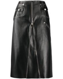 Alexander McQueen - A-line biker midi skirt - women - Silk/Leather - 40, 42, 38 - Black