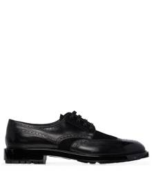 Santoni - suede panel lace-up brogues - men - Leather/Suede/Rubber - 6, 7, 8, 9 - Black