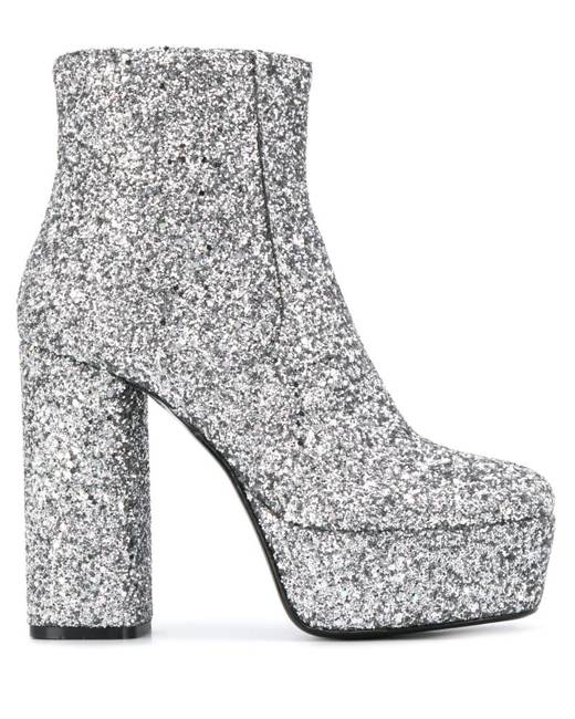 silver platform ankle boots