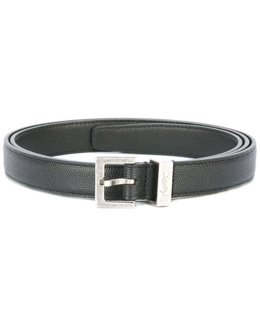 Saint Laurent Suede square-buckle Monogram Logo Belt - Farfetch