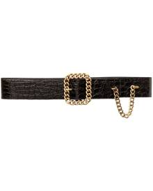 Saint Laurent Box Laque Ysl Leather Belt, Cream / Bronze, Women's, 36in / 90cm, Belts Leather Belts