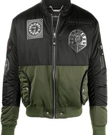 John Richmond - two-tone bomber jacket - men - Leather/Nylon/Polyester - 48, 52 - Green