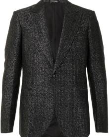 Emporio Armani - metallic-threading single-breasted blazer - men - Cotton - 48, 50, 52 - Blue