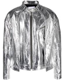 AMBUSH - metallic leather bomber jacket - men - Cupro/Sheepskin - 3 - SILVER