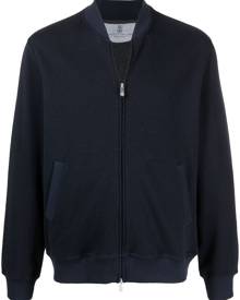 Brunello Cucinelli - ribbed collar zip up sweater - men - - S, M, L, XL, XXXL, XXL - Blue