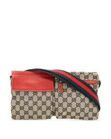 Gucci Pre-Owned - Shelly Line belt bag - women - Leather/Canvas - One Size - Blue