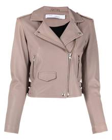 IRO - cropped moto jacket - women - Lamb Skin/Rayon - 36, 38, 40 - Neutrals