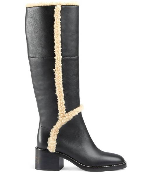 Gucci Beige & Brown Harness Knee-High Boots - ShopStyle