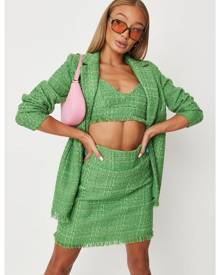 Missguided Green Co Ord Boucle Mini Skirt