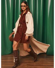 Missguided Wine Belted Shirt Dress