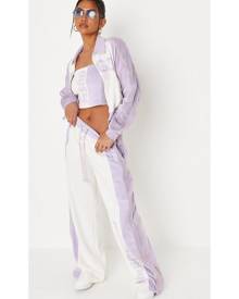 Lilac Co Ord Missguided Colorblock Velour Zip Through Tracksuit Top